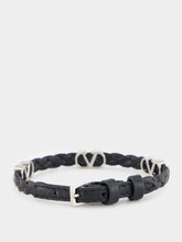 Valentino Garavani Black Braided VLogo Bracelet