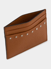Valentino Garavani Saddle Brown Rockstud Grainy Cardholder