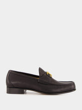 Valentino Garavani Brass Logo Black Leather Loafers