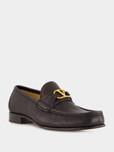 Valentino Garavani Brass Logo Black Leather Loafers
