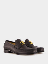 Valentino Garavani Brass Logo Black Leather Loafers