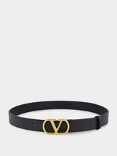 Valentino Garavani Black VLogo Signature Belt in Shiny Calfskin