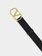 Valentino Garavani Black VLogo Signature Belt in Shiny Calfskin