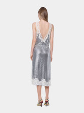 Rabanne Silver Mesh Midi Dress with Ivory Lace