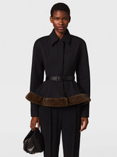 Stella McCartney Black Peplum Jacket with Vegan Fur Trim