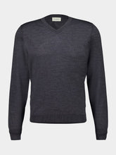 Piacenza 1733 Grey Virgin Wool V-Neck Jumper