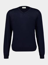 Piacenza 1733 Navy Virgin Wool V-Neck Jumper
