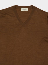 Piacenza 1733 Light Brown Virgin Wool V-Neck Jumper