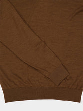 Piacenza 1733 Light Brown Virgin Wool V-Neck Jumper
