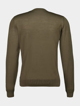 Piacenza 1733 Army Green Virgin Wool V-Neck Jumper