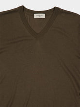 Piacenza 1733 Army Green Virgin Wool V-Neck Jumper