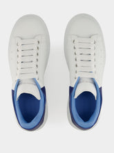 Alexander McQueen White and Blue Oversized Leather Sneakers