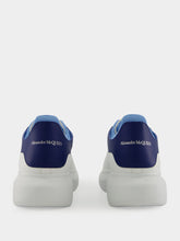 Alexander McQueen White and Blue Oversized Leather Sneakers