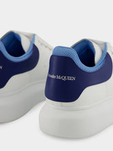 Alexander McQueen White and Blue Oversized Leather Sneakers