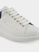 Alexander McQueen White and Blue Oversized Leather Sneakers