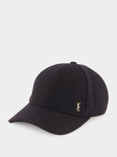 Saint Laurent Black Wool Cap Casquette with YSL Metal Detail