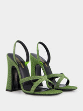 Saint Laurent Jade Green Aracha Lurex Sandals
