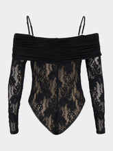 Zimmermann Black Rebellion Draped Lace Bodysuit