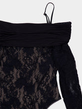 Zimmermann Black Rebellion Draped Lace Bodysuit