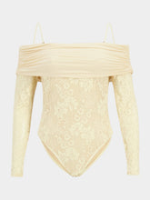 Zimmermann Cream Rebellion Draped Lace Bodysuit