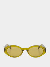 Saint Laurent Green Brown Oval Sunglasses in Recycled Acetate