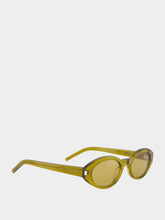 Saint Laurent Green Brown Oval Sunglasses in Recycled Acetate