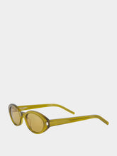Saint Laurent Green Brown Oval Sunglasses in Recycled Acetate