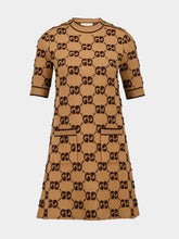 Gucci Wool Camel Bouclé Jacquard Mini Dress