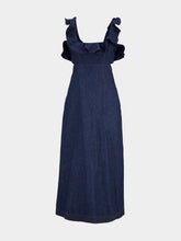 Zimmermann Ink Blue Aster Denim Frill Midi Dress