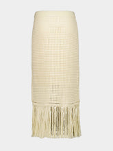Zimmermann Cream Indra Crochet Fringe Midi Skirt
