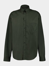 Balenciaga Khaki Green Logo Print Long Sleeve Shirt