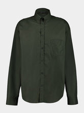 Balenciaga Khaki Green Logo Print Long Sleeve Shirt