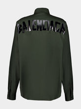 Balenciaga Khaki Green Logo Print Long Sleeve Shirt