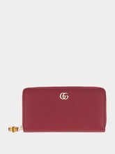 Gucci Rosso Ancora Double G Zip Wallet with Bamboo