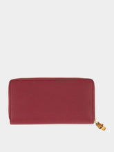 Gucci Rosso Ancora Double G Zip Wallet with Bamboo