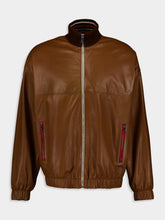 Gucci Brown Leather Bomber Jacket