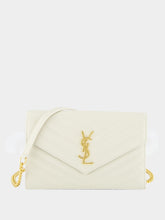 Saint Laurent Cream Cassandre Envelope Chain Wallet