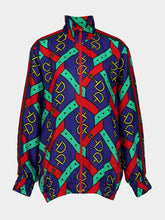 Gucci Horsebit Strap-Print Silk Jacket