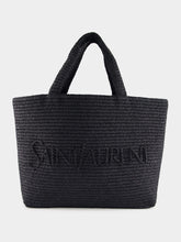 Saint Laurent Black Raffia Crochet Tote Bag