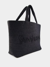 Saint Laurent Black Raffia Crochet Tote Bag