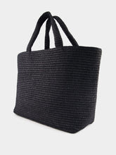 Saint Laurent Black Raffia Crochet Tote Bag