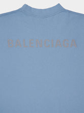 Balenciaga Grey Blue Reflective Back Logo T-Shirt