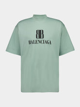 Balenciaga Sage Green Nano BB Logo Jersey T-Shirt