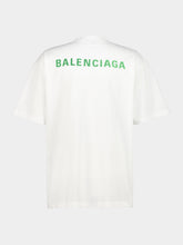 Balenciaga White and Apple Green Back Logo T-Shirt