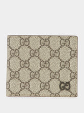 Gucci Beige GG Supreme Bi-Fold Wallet with Brown Leather Interior