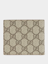 Gucci Beige GG Supreme Bi-Fold Wallet with Brown Leather Interior
