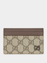 Beige GG Supreme Card Case with Brown Leather Trim