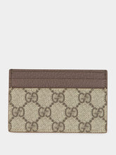 Beige GG Supreme Card Case with Brown Leather Trim