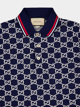 Gucci Navy GG Cotton Jersey Jacquard Polo Shirt