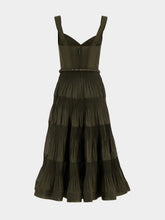 Zimmermann Olive Pleated Draped Midi Dress